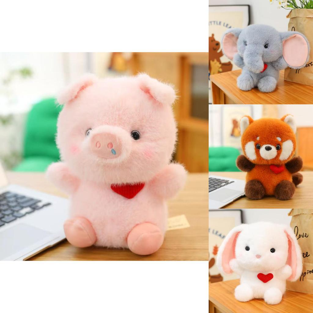 Heart Rabbit Elephant Raccoon Pig Plush Stuffed Animal Soft Cotton Kids Gift For Bedroom Decor