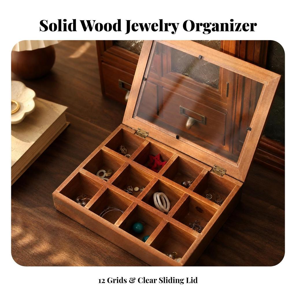 Wooden Jewelry Box Scratch-Resistant for Dressing Area, Living Room