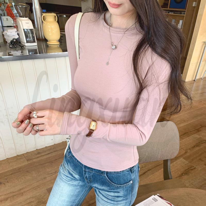 2026 Spring Women s White Long-Sleeve Cinched Waist T-Shirt: Stunning Real Photo, High-End Feel Large