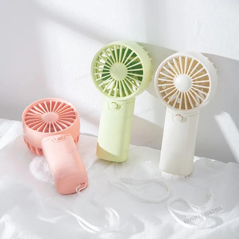 Cute Cartoon Handheld Fan Mini Lightweight Ultra Quiet Portable Pocket Fan With Lanyard For Student Dormitory Outdoor Daily Use
