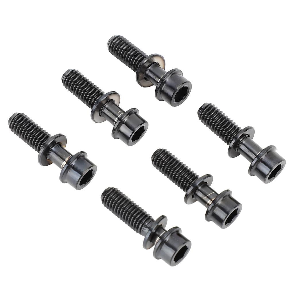 6Pcs Bike Screws Bolts Set Mountain Bicycle Handlebar Stem Ti Alloy with Washer M5x18mm Black
