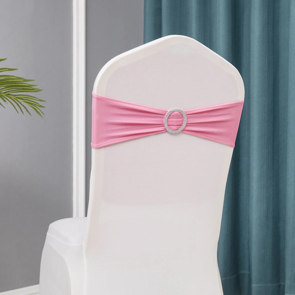 Chair Sashes Bows Wedding Lycra Chair Spandex Bands Stretch With Buckle For Chair Covers Decoration Party Dinner Banquet