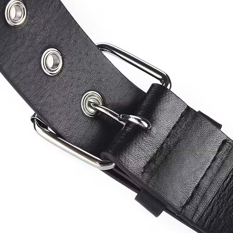 1Pcs Casual Punk Star Rivet Belt Y2K Fashion Black PU Metal Pentagram Rivet Belts Gothic Jeans Skirts Versatile Women Girls Waist Belts