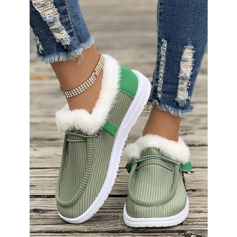 Large size cotton shoes for women's autumn and winter new velvet thickened one-pedal snow boots for women