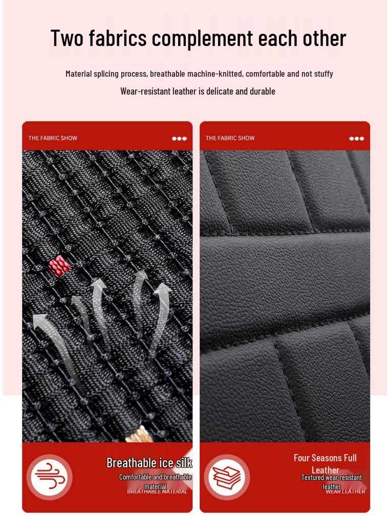 Universal Four-Season Leather & Ice Silk Car Seat Cover Cushion for All Models
