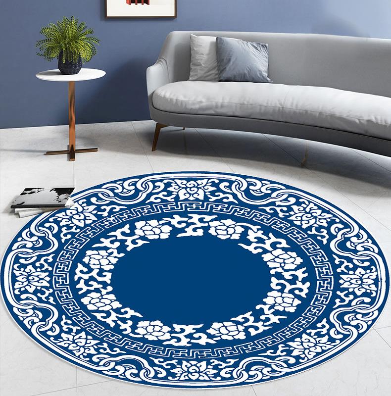Ethnic Style Round Floor Mat Living Room Decoration Carpet Bathroom Kitchen Doormat Non-slip