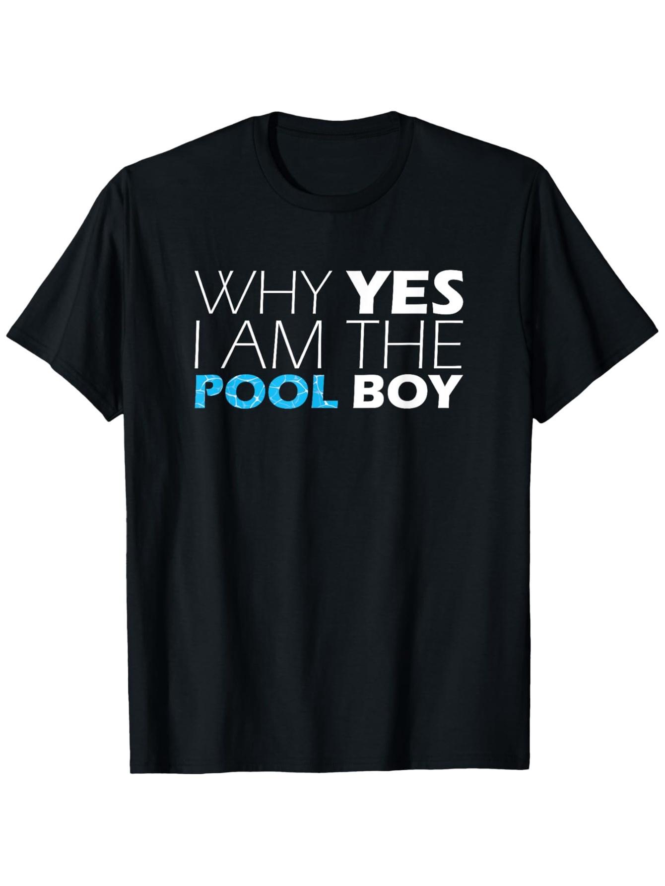 

Home Relaxation Funny Pool Boy Graphic T-shirt - 100% Cotton Slim Fit Tee with Bold White & Blue Print L