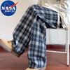 NASA MARVEL Men's Plaid Straight-Leg Drawstring Casual Pants