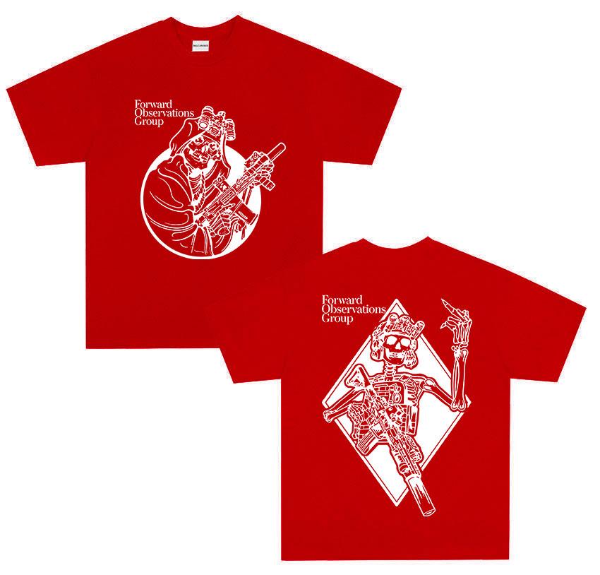 Forward Observations Group Death Skeleton Print T Shirt Unisex Retro Oversized Tshirts Hip Hop Gothic Short Sleeve Tees Streetwear