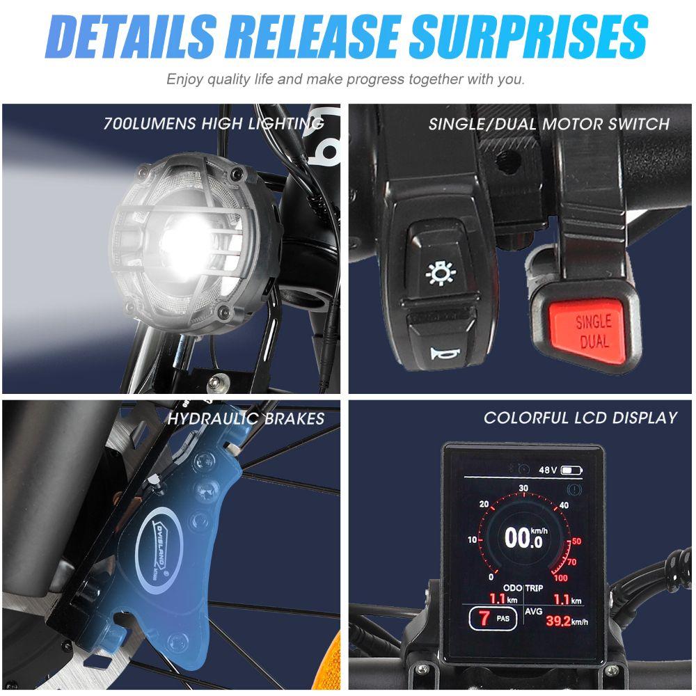 Electric bicycle PHILODO JUMBO, 3000W motor, 48V 23Ah battery, top speed 56 km/h, cruising range 150km, 26x4.0 inch tires