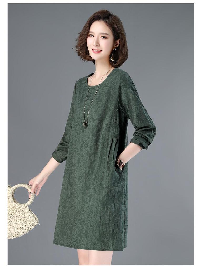Petite Women's 2024 Spring/Autumn Korean Loose Cotton Linen Casual Short Dress