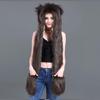 Plush Animal Ear Hat for Adult Unisex Earflap Gloves Scarf All In One Warm Trapper Hat Outdoor Activity Cold Weather Hat