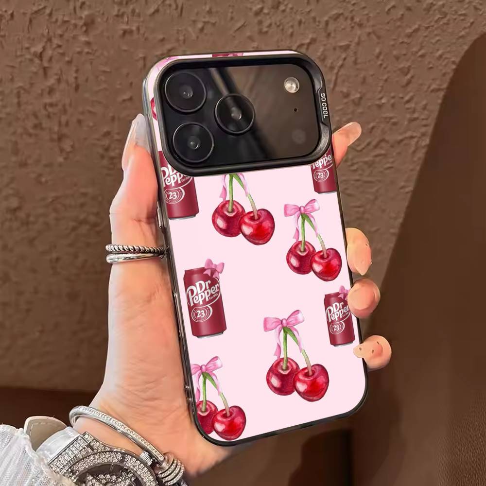 

Cherry Drink Dr Pepper suger Phone Case For iPhone 17 16 15 14 13 12 11 Pro Max Plus Silver candy Matte Cover iPhoneXSMAX