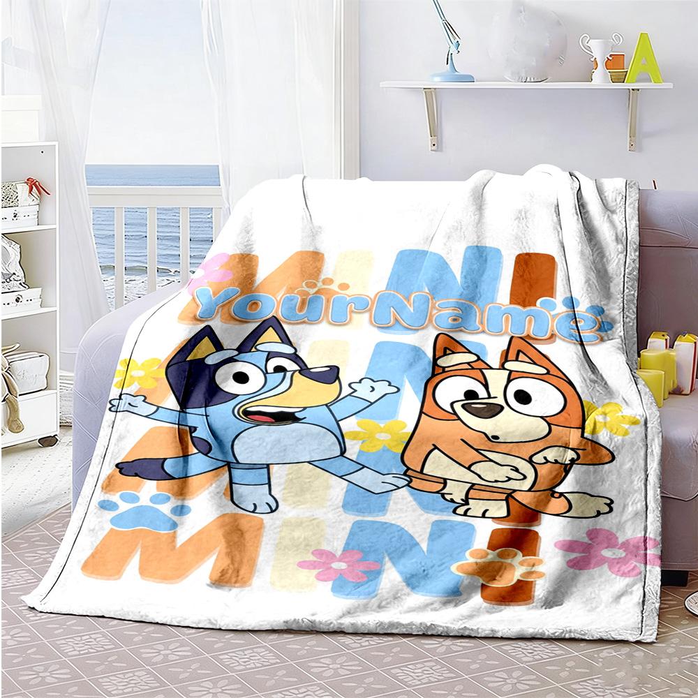 Bluey 14 Customize Text Blanket Lightweight Customizable Blanket Warmthful Decor Perfect for Office Chair Bedding Home Decor Bed