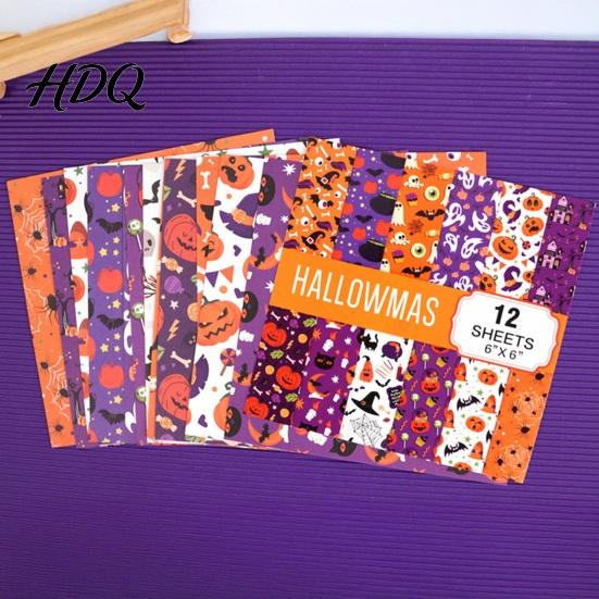 Classic Halloween Elements Stickers 12 Sheets Scrapbook Paper Set 6x6in Double-Sided Craft