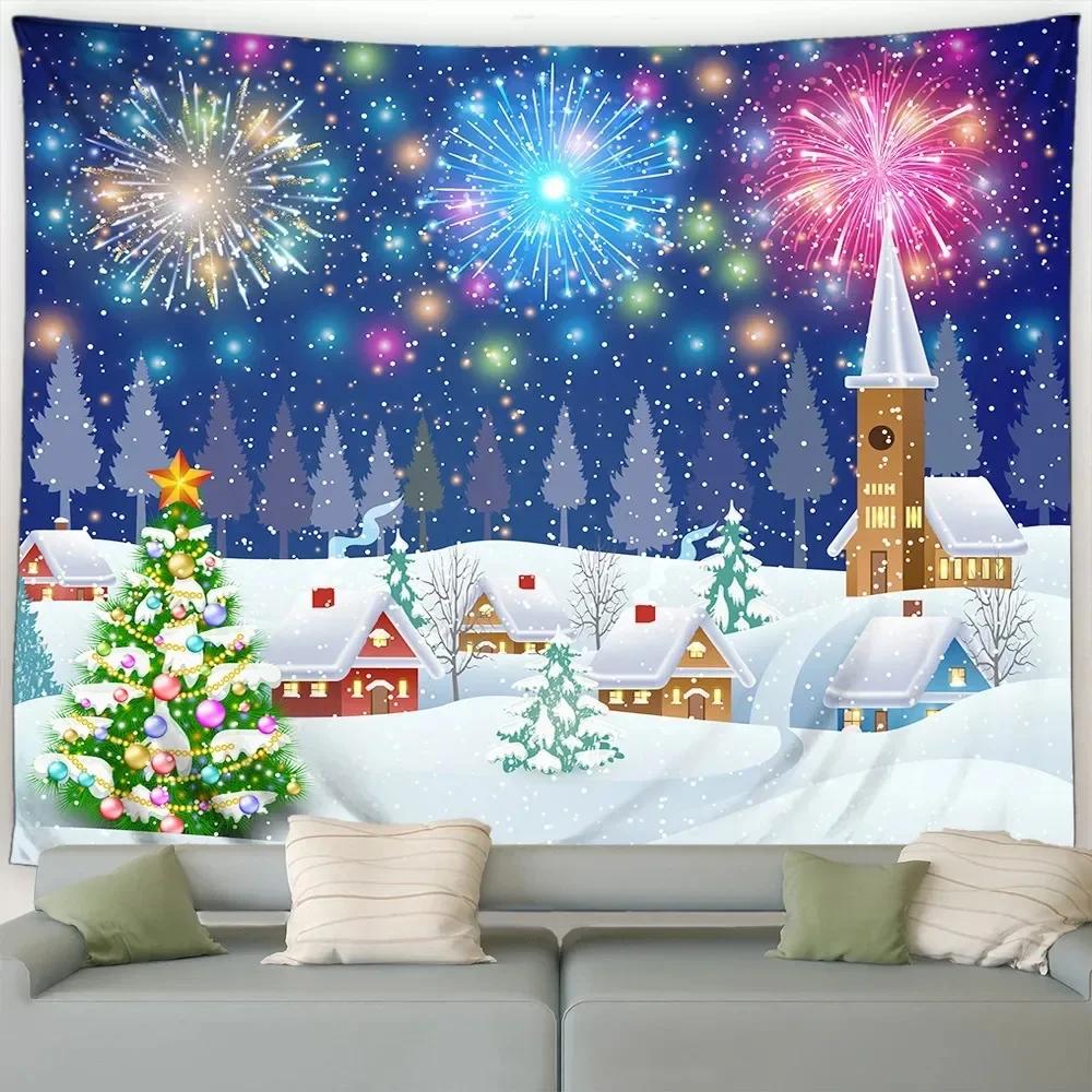Christmas Sleigh Santa Claus Tapestry Bedroom Living Room Home Christmas Decoration