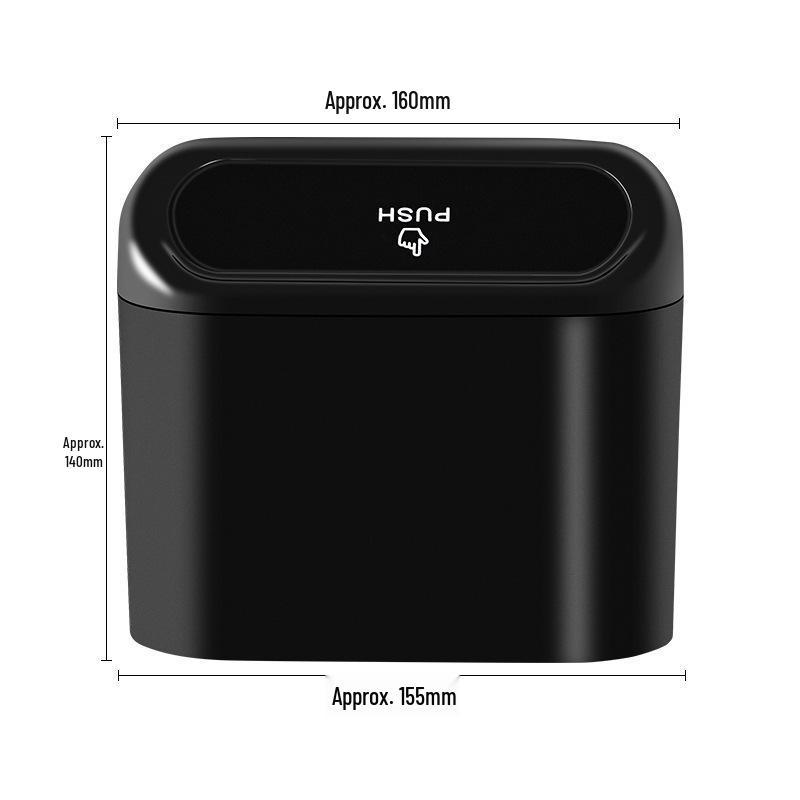 

Car Door Hanging Trash Can with Lid - Mini Multi-Function Storage Bag & Seat Back Organizer Single-lid Trash Can [PP Material] чёрный