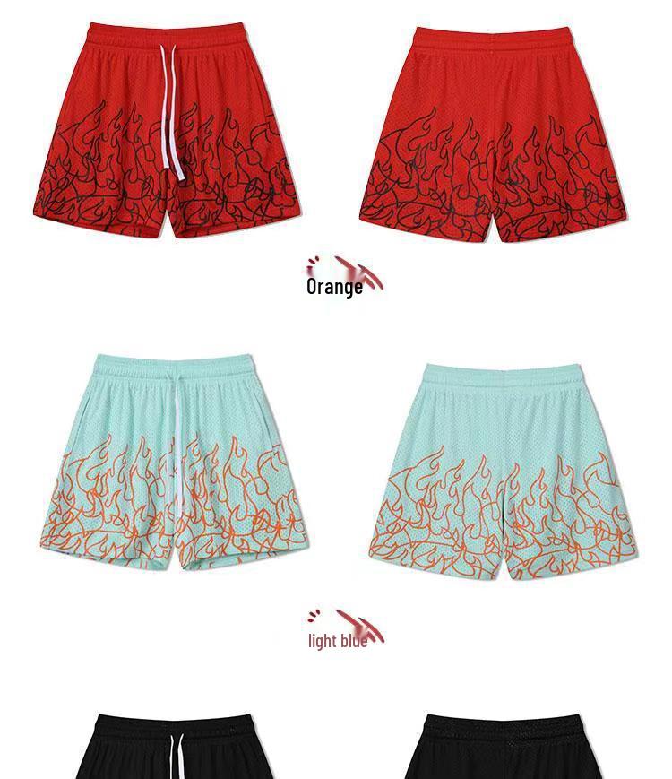 Men's American-Style Breathable Mesh Sports Shorts - Fitness, Running, Beach, Basketball & Trendy Five-Point Pants