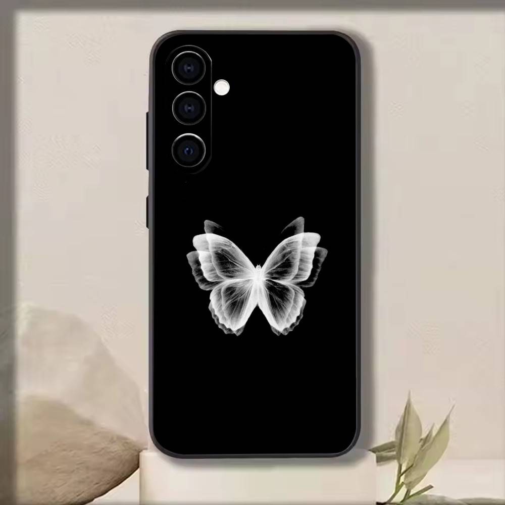 White Butterfly   Phone Case For Samsung Galaxy A73,A72,A71,A70,A53,A52,A51,Others Soft Black Cover
