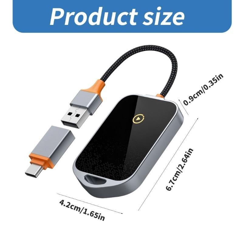 Wireless Adapter Auto 2 in 1 Dongle Builtin 2.4GHz/5.8GHz Wireless Connection Bluetooth-compatible