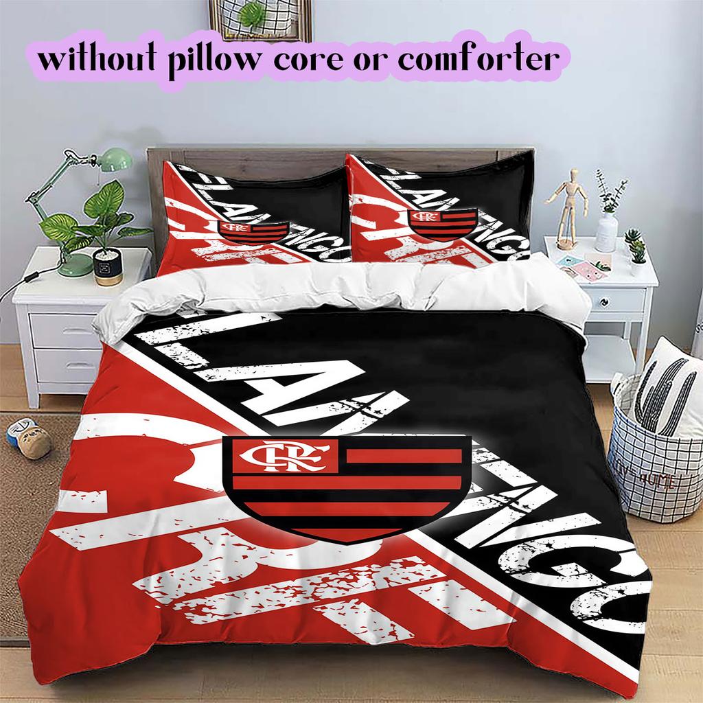 Flamengo football soccer Pattern Bedding,Quilt Set Quilt Cover Pillowcase Home Birthday Gift (1*duvet cover+2*pillowcase,without core)