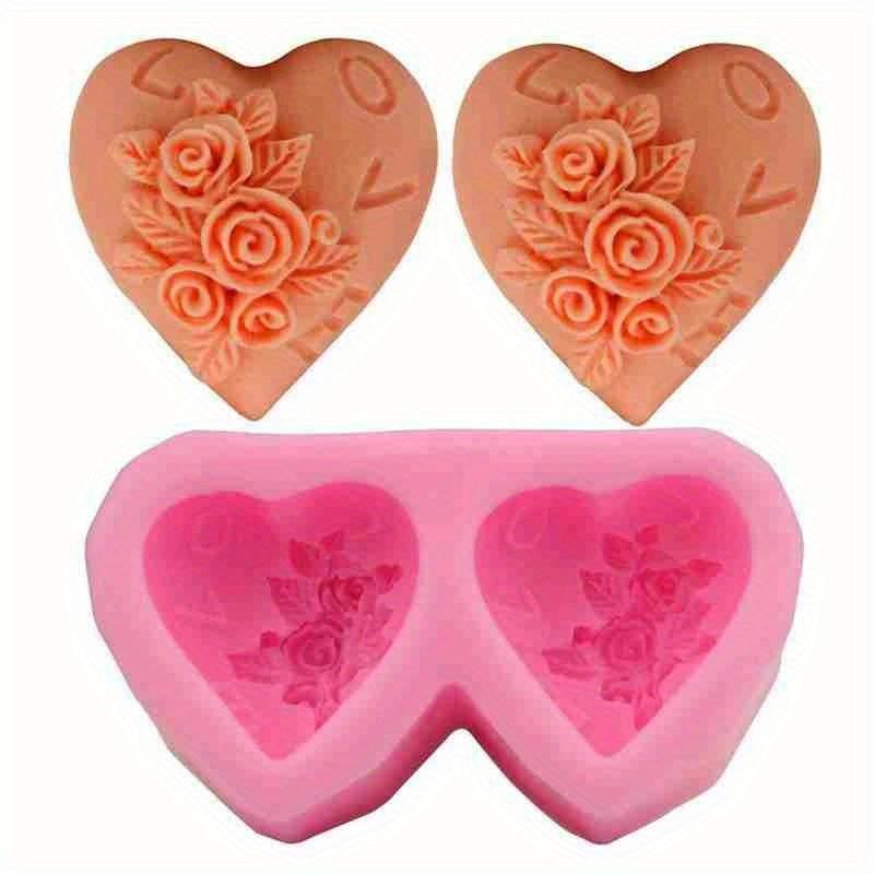 Baking Wholesale Love Heart Shaped Rose Flower Silicone Cake Handmade Mold DIY Mold Fondant Tool Chocolate Soap W9W6 розовый