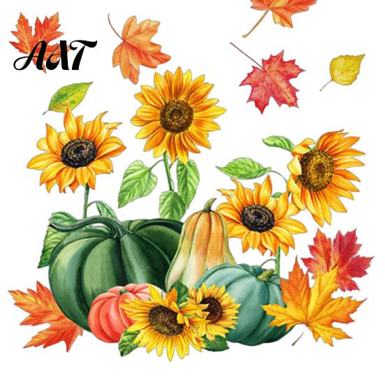 Klassenzimmer Herbst-Thema Dekorationen Herbsternte Fensteraufkleber, Sonnenblume Ahornblatt Kürbis Vogel Statische Klebefolien, Innen-Feiertagsdekorationen Wiederverwendbar