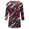 Women's Tops Three-quarter Sleeve Shirt V-neck Loose Casual Shirt Floral Print T-shirt
