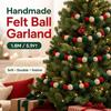 Red Christmas Flocking Ball Garland Flocking Pom Pom Garland  Birthday Party Decor