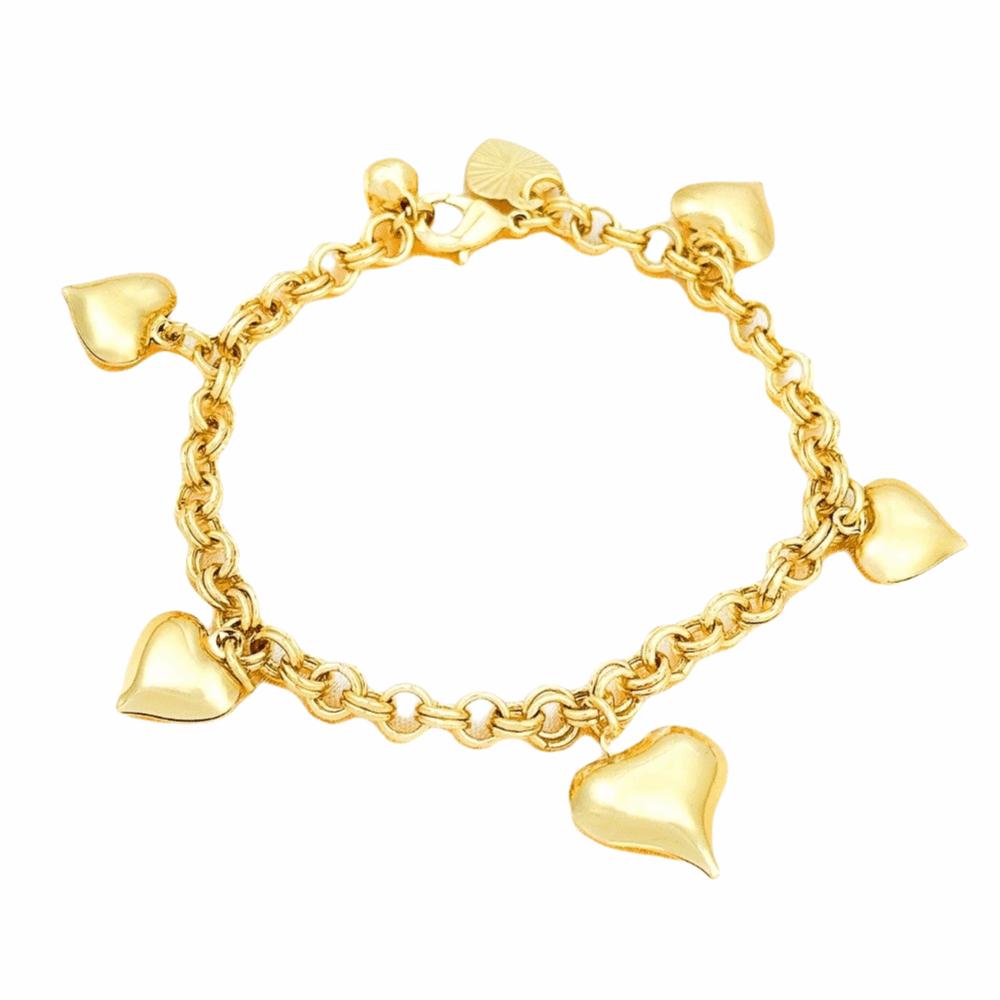 Elegant Heart Bracelet Unique Charm Chunky Bracelet Anniversary Gift Gold Bracelet Daily Wear