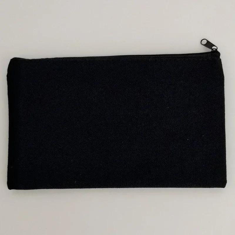 

DIY White Canvas Makeup Bags Organizer Students Pencil Case Stationery School Bag DIY Craft Bags Travel Portable Storage Bags чёрный