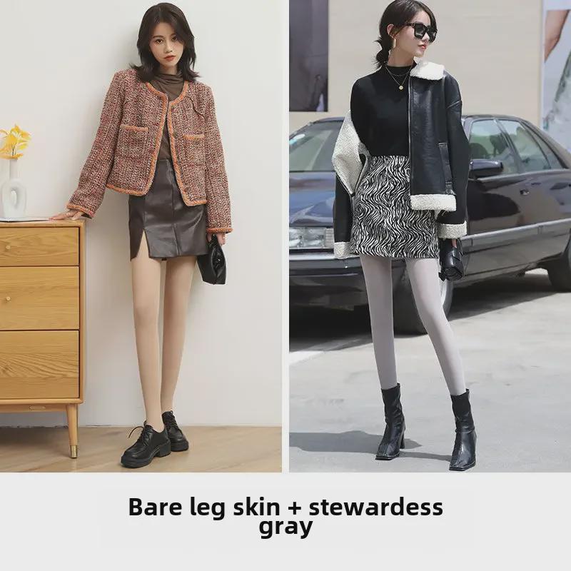 Damen Schwarze Transparente Stahlstrümpfe - Frühling/Sommer Anti-Haken Strumpfhose mit Pferdeöl in Hautfarbe