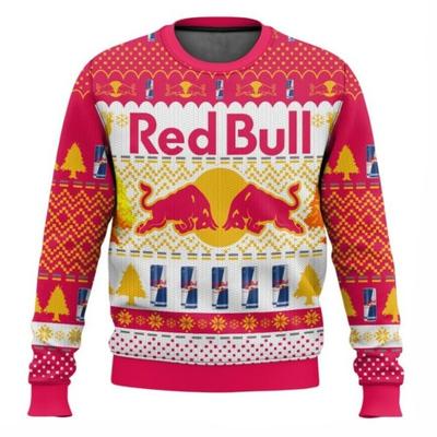 Autumn Winter Red Bull Print Men's Pullover Christmas Casual Fashion Comfortable O-Neck Loose Pullover