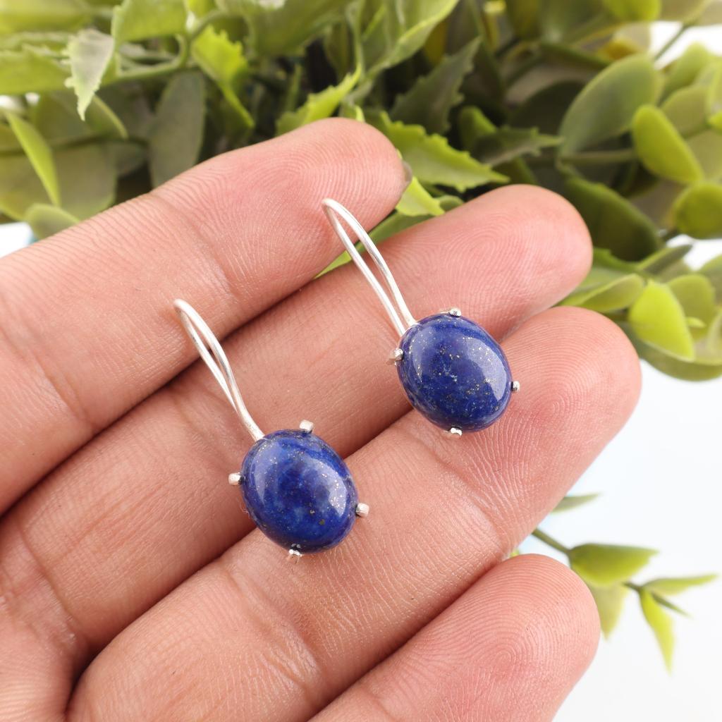 Lapis Lazuli Earrings Handmade Gemstone Jewelry, 925 Solid Sterling Silver Earrings, Unique Design Jewelry Earrings