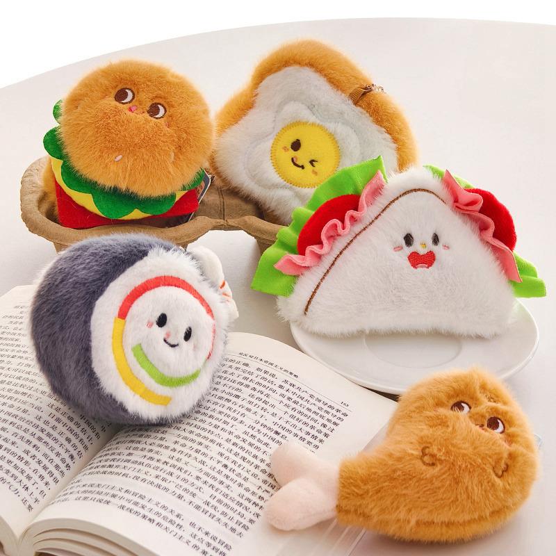 Creative Burger Hot Dog Small Pendant Plush Toy Doll Sushi Fries Bread Horn Bag Pendant Keychain