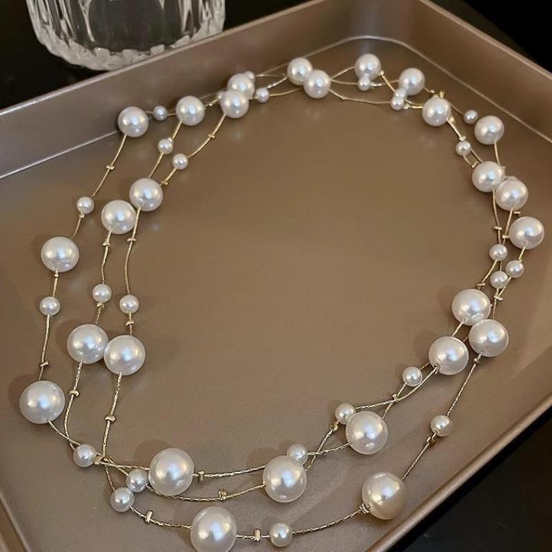Women S Long Pearl Sweater Chain Luxury Unique Clavicle Necklace