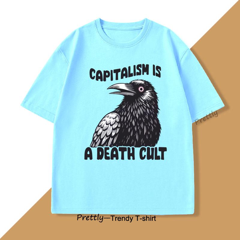 BenberFashion Vintage Kapitalisme Is Een Doodscult T-shirt Mannen Vrouwen Grafische T-shirts Hoge Kwaliteit Oversized T-shirt voor Mannen Korte Mouw T-shirt 4XL