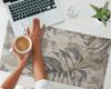Protective Desk Pad with Leaves Graphic On an Abstract Background 90x45 Cm
