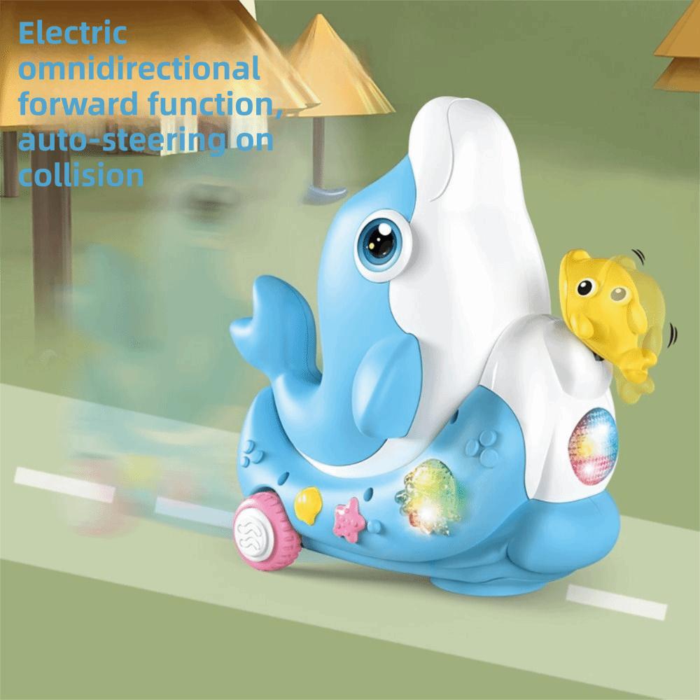 LED Light Electric Dolphin Musical Walking Dolphin Electric Blowing Ball 3D Cool Light Dolphin Electronic Pet