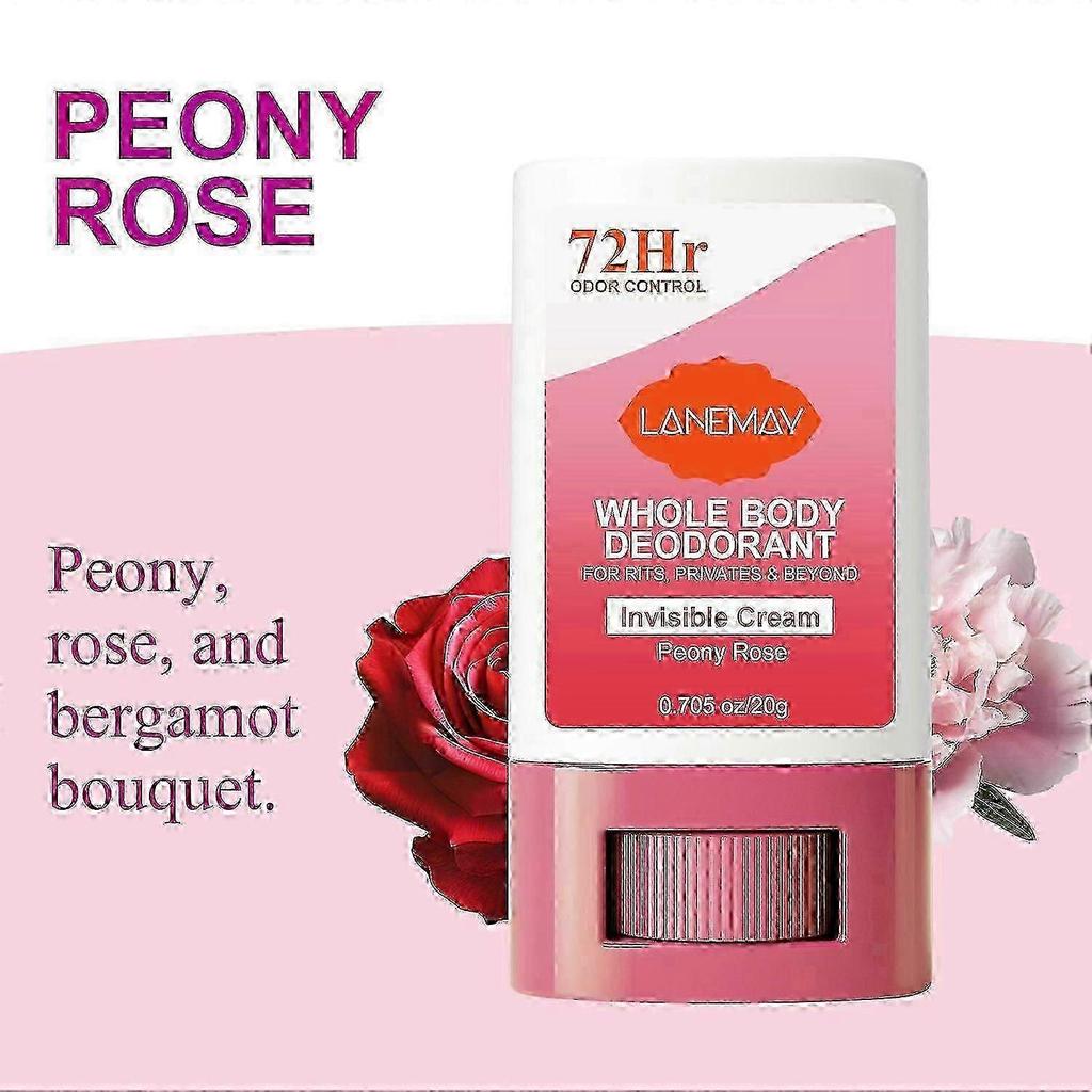 Natural Deodorant Stick, 1pcs Rose & Bergamot 72Hr Long Lasting Odor Control Wetness Relief