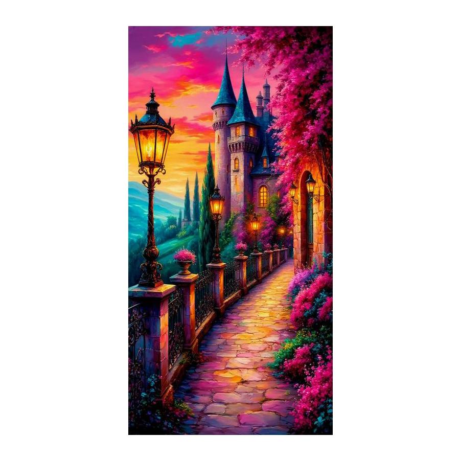 Castle Streetlight Scenery Large Size Diamond Painting New Collection Landscape Diy Full Drill Rhinestone Embroidery Mosaic Cross Stitch Kits