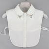 Mote Damer Falsk Krage for Kvinner Chiffon Falsk Krage Rhinestone Lappel Avtakbar Knapp Halvskjorte Bluse Topp