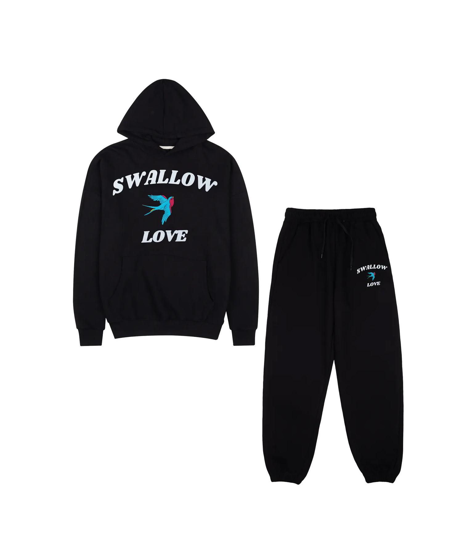 Cream Soda Lab Swallow Love Logo Hoodie Track Set Black Top Fleece-Lined Xl (3)