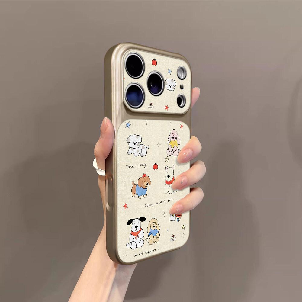 Bear and Dog Are Suitable for iPhone17promax Mobile Phone Case Apple 16pro New 15pro Niche 16 Leather.