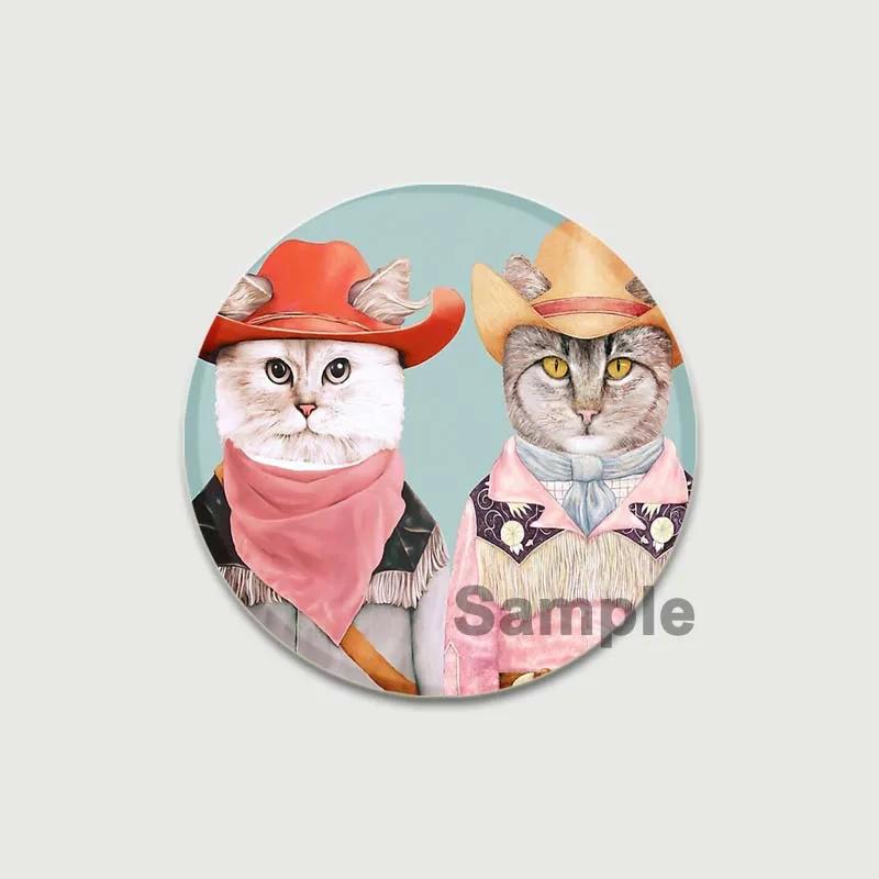 32/44/58mm Funny Brooch Pins for Backpack Clothes Round Tinplate Enamel Pin Custom Pig Love Snowman Wolf Art Badge Jewelry Gifts