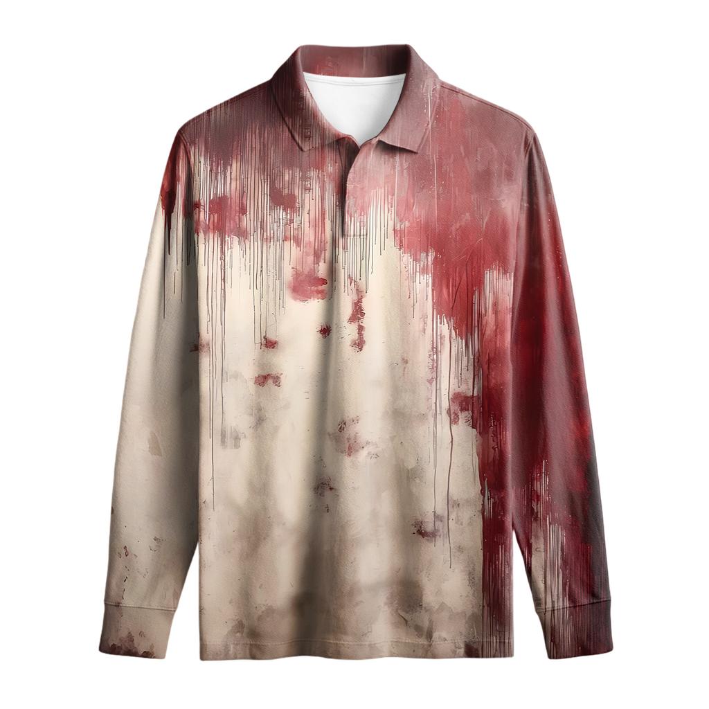 Men's Casual Retro Small V-neck Long-sleeved Top