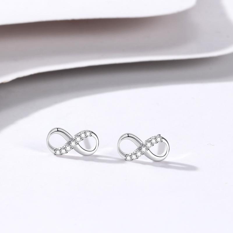 Stud Earrings Women's Mobius Earrings Niche Design High Sense Ins Cold Style Temperament Plain Silver Earrings