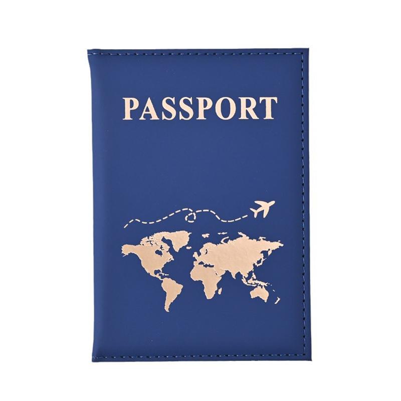 Fashion Passport Protective Cover Pu Leather World Pattern Travel Passport Holder Wallet Gift Card Case Cover Unisex Storage Bag