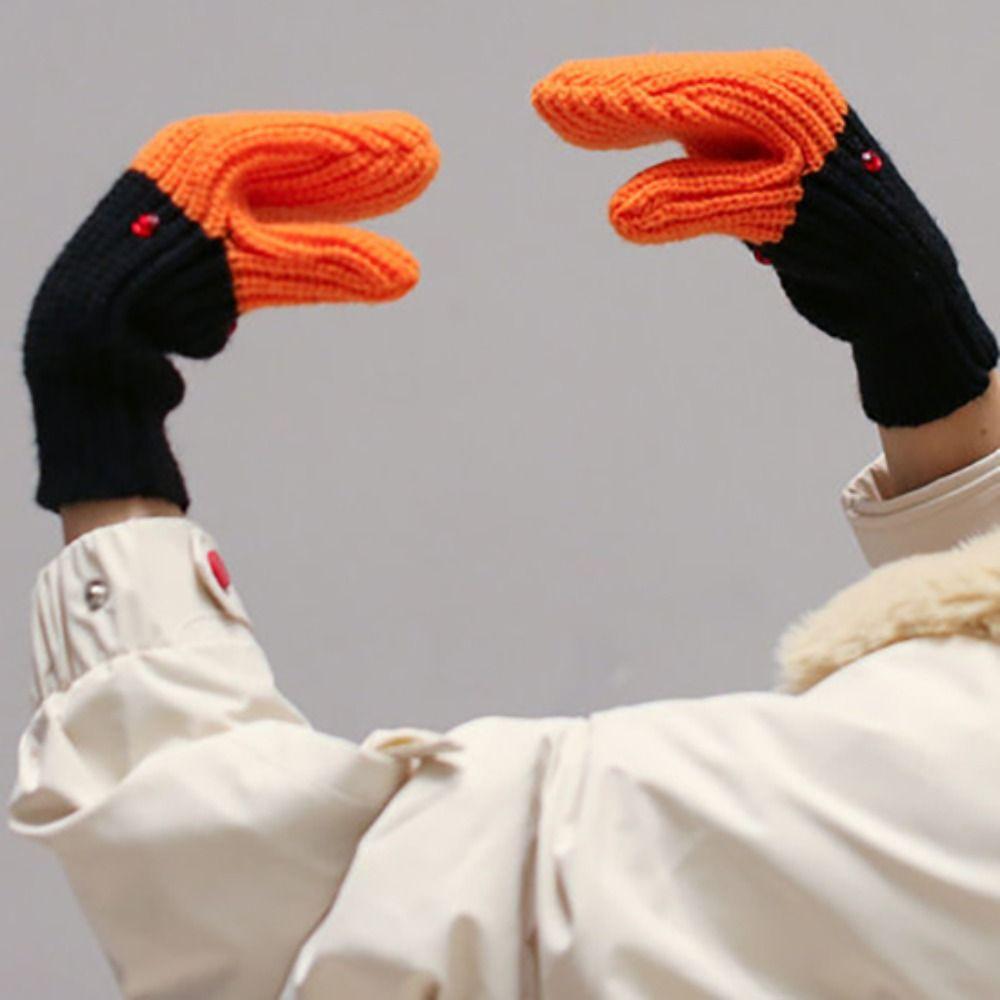 Creative Knitted Goose Gloves Funny Swan Gloves Warm   Outdooor