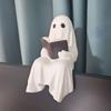 New Halloween Sit Specter Statue with Book Resin Reading Specter Statue Miniature Size Specter Ornament Party Accessories